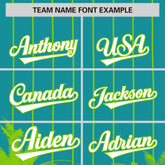 Custom Aqua Neon Green Pinstripe Coconut Tree Pattern Authentic Baseball Jersey